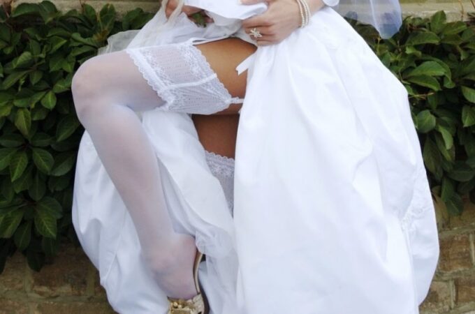 showing my leg in my slutty wedding dress